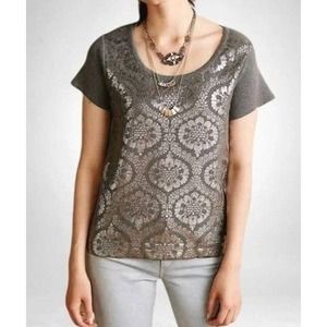 Anthropologie Moth Drawing Room Silver Foil Top